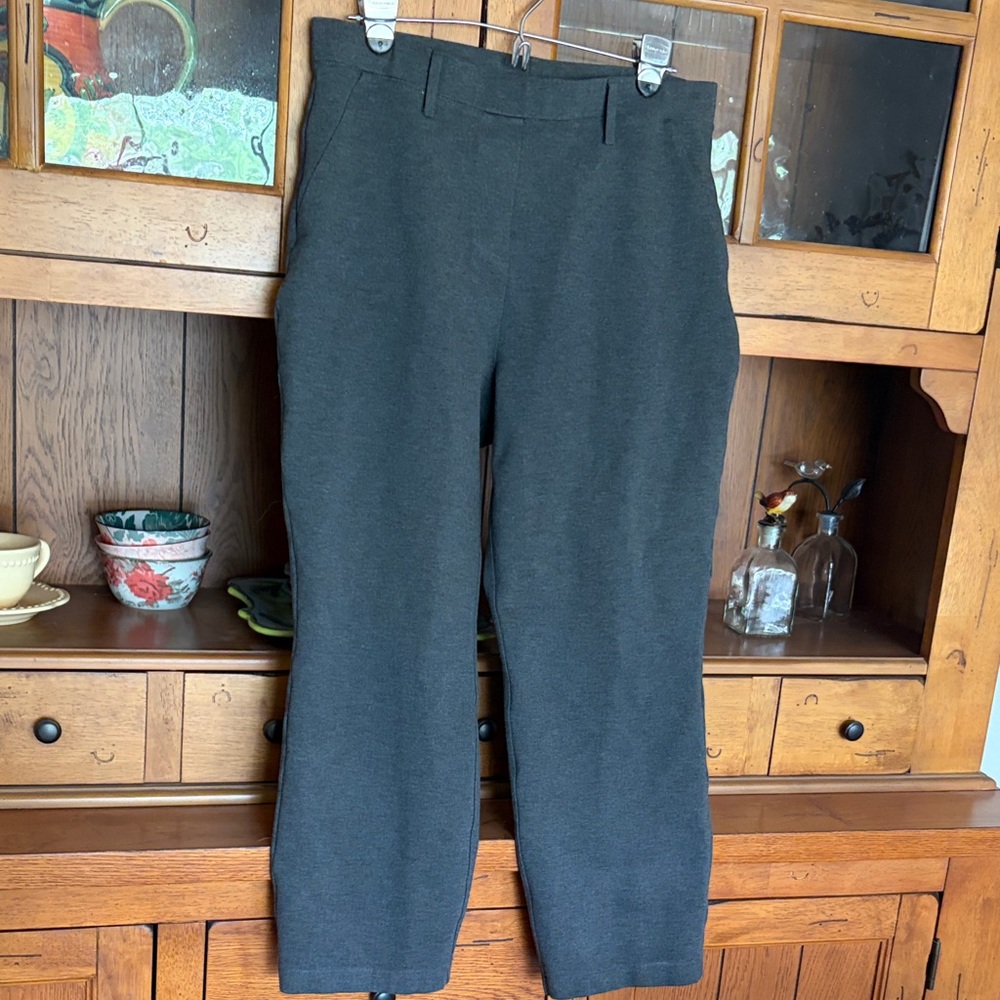 Quince Women's size Large charcoal Ulta stretch ponte straight leg  Cropped